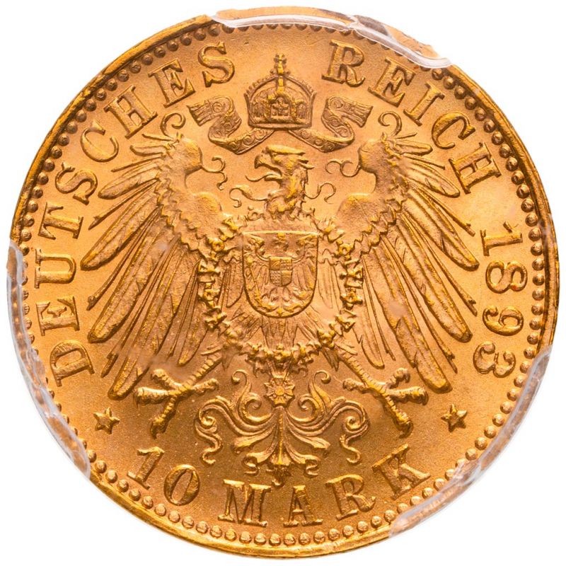 Germany, Bavaria, Otto, 1893-D 10 Marks, Munich Mint