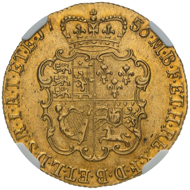 Great Britain, George II, 1756 Guinea - NGC MS61