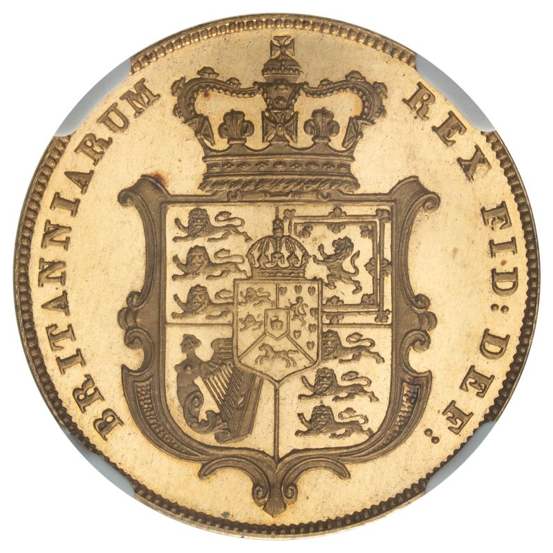 United Kingdom, George IV, 1825 Plain Edge Pattern Proof Sovereign - NGC PF66 CAM
