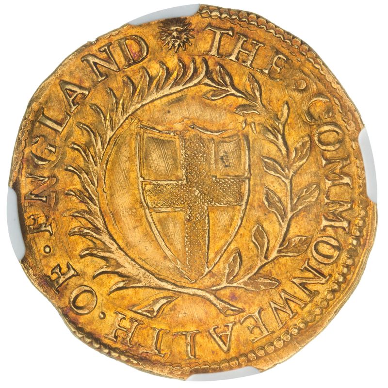 England, Commonwealth, 1650 Double-Crown, mm. Sun - NGC MS 63+