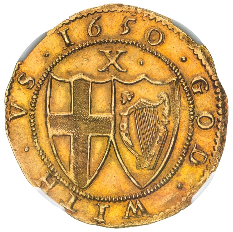 England, Commonwealth, 1650 Double-Crown, mm. Sun