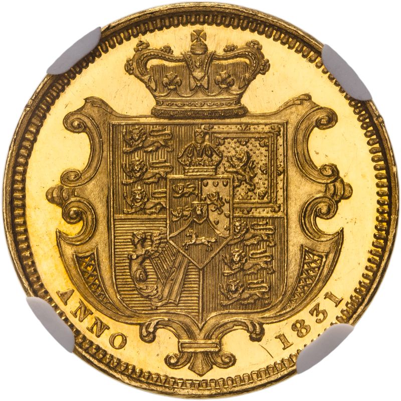 United Kingdom, William IV, 1831 Plain Edge Proof Half-Sovereign